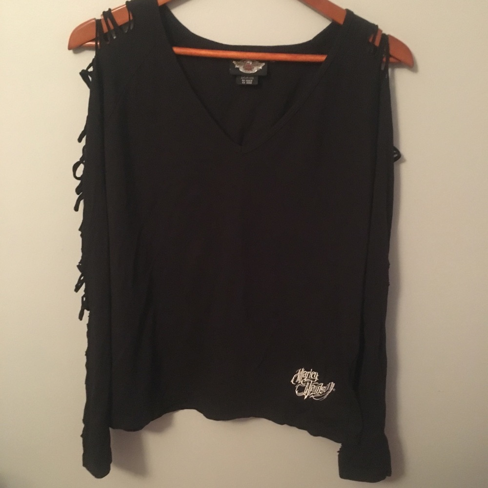 Harley Davidson Shredded Long Sleeve Top